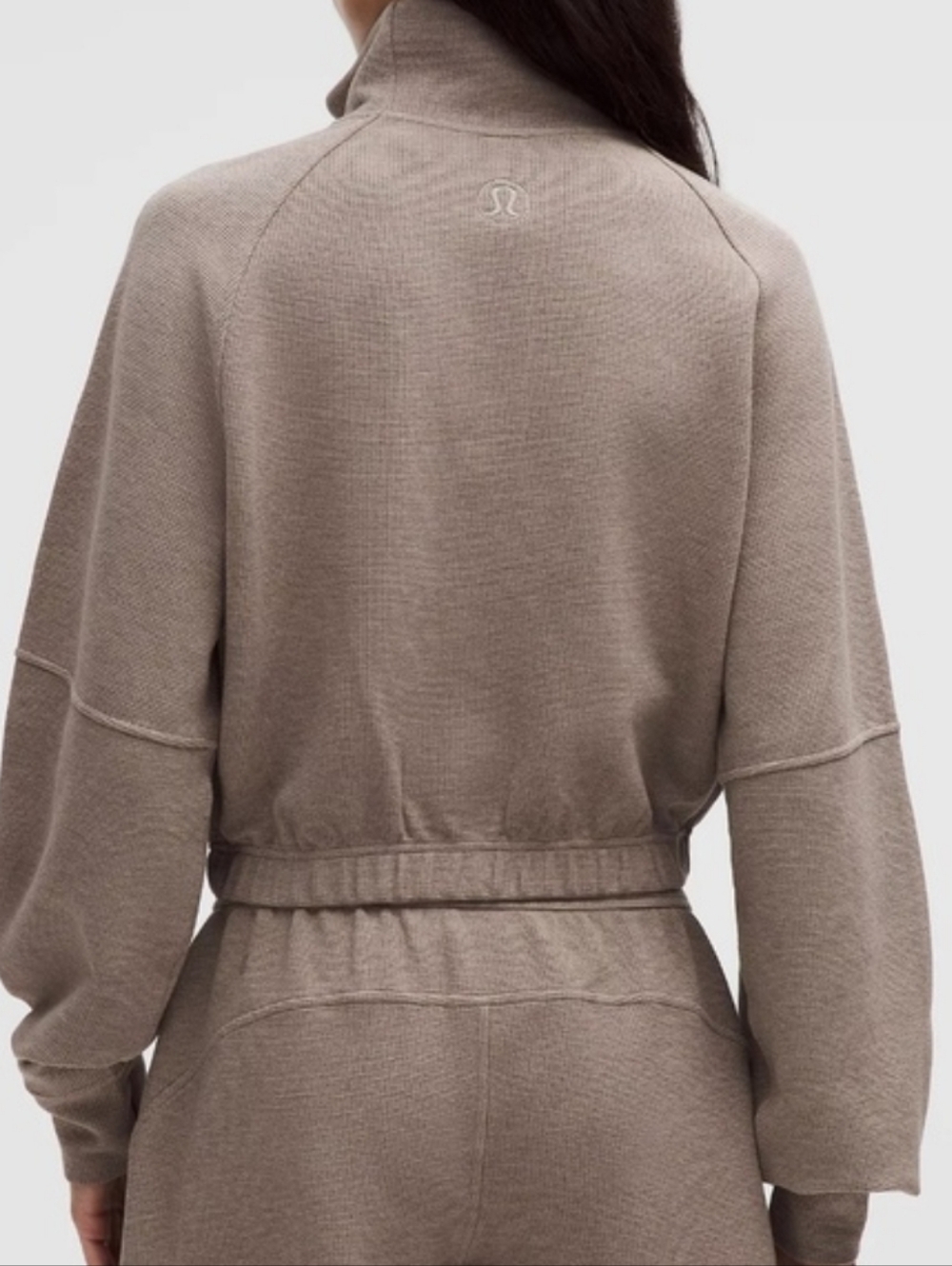 Lululemon Scuba Cropped Funnel-Neck Half Zip Waffle Heathered Warm Ash Grey - Picture 5 of 15
